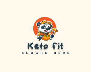 Cute Painter Panda logo design