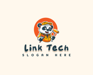 Cute Painter Panda logo design