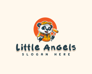 Cute Painter Panda logo design