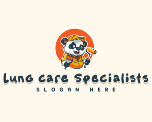 Cute Painter Panda logo design