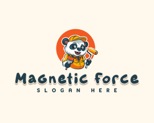 Cute Painter Panda logo design