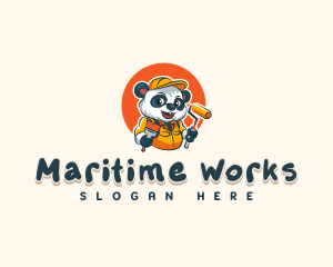 Cute Painter Panda logo design