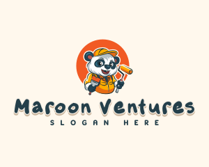 Cute Painter Panda logo design