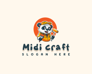 Cute Painter Panda logo design