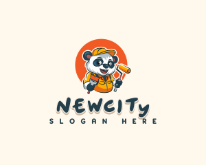 Cute Painter Panda logo design