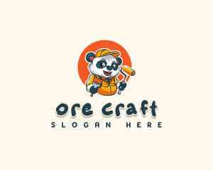 Cute Painter Panda logo design