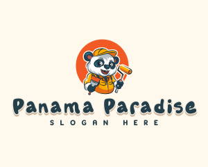 Cute Painter Panda logo design