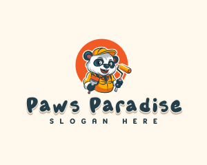 Cute Painter Panda logo design