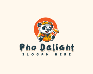 Cute Painter Panda logo design