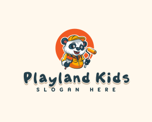 Cute Painter Panda logo design