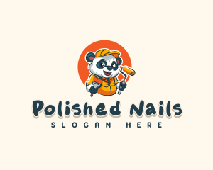 Cute Painter Panda logo design