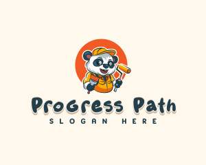 Cute Painter Panda logo design