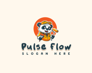 Cute Painter Panda logo design