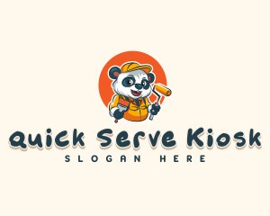 Cute Painter Panda logo design