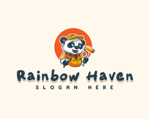 Cute Painter Panda logo design