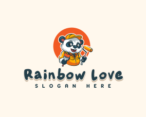 Cute Painter Panda logo design