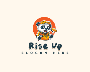 Cute Painter Panda logo design