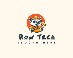 Cute Painter Panda logo design