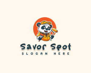 Cute Painter Panda logo design