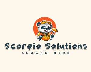 Cute Painter Panda logo design