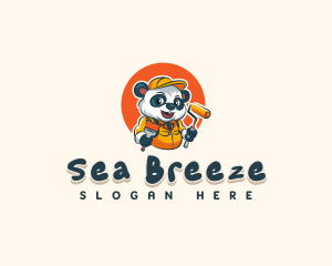 Cute Painter Panda logo design