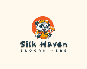 Cute Painter Panda logo design