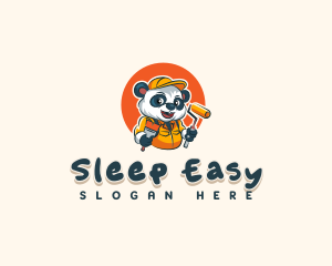 Cute Painter Panda logo design