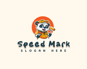 Cute Painter Panda logo design