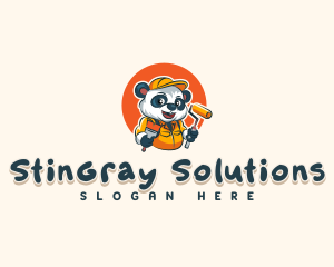 Cute Painter Panda logo design