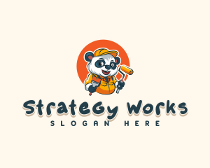 Cute Painter Panda logo design