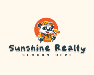 Cute Painter Panda logo design