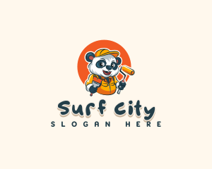 Cute Painter Panda logo design