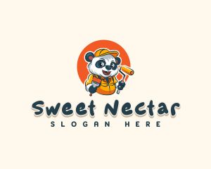 Cute Painter Panda logo design