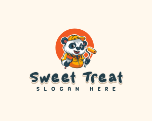 Cute Painter Panda logo design