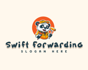 Cute Painter Panda logo design