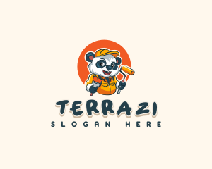 Cute Painter Panda logo design