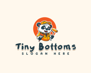 Cute Painter Panda logo design