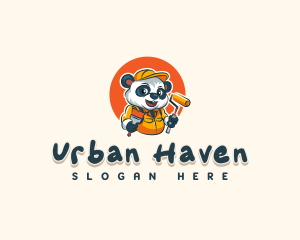 Cute Painter Panda logo design