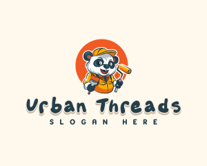 Cute Painter Panda logo design