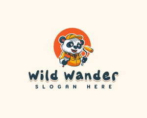 Cute Painter Panda logo design