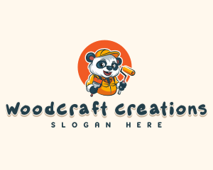 Cute Painter Panda logo design