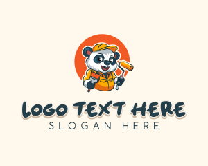 Carpentry - Cute Painter Panda logo design