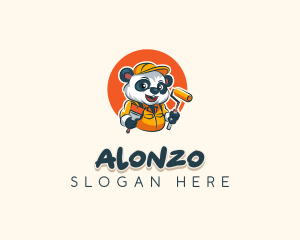 Cute Painter Panda logo design