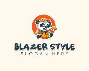 Cute Painter Panda logo design