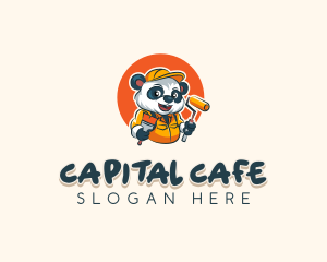 Cute Painter Panda logo design