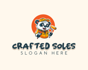 Cute Painter Panda logo design