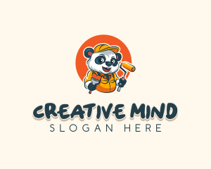 Cute Painter Panda logo design