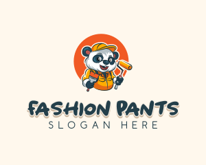 Cute Painter Panda logo design