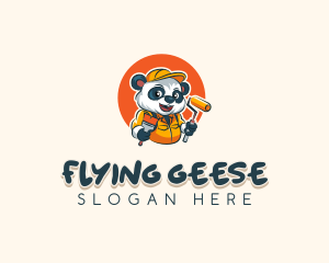 Cute Painter Panda logo design