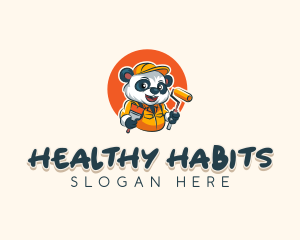 Cute Painter Panda logo design